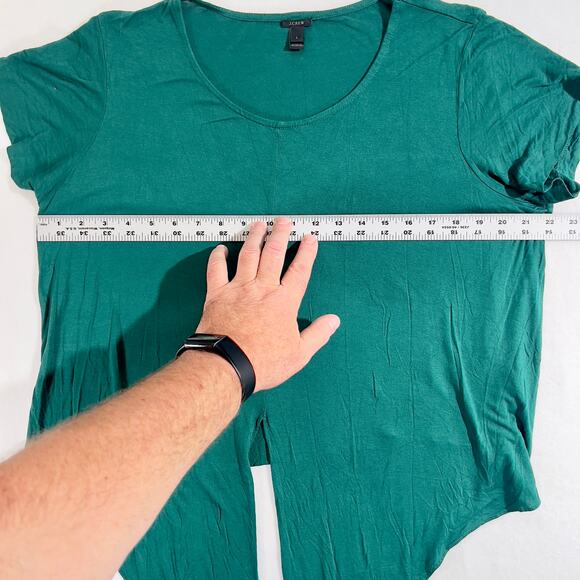 J. Crew Cap Sleeve Pullover Blouse Style H4622 Teal Green Tie in Front Viscose - Picture 5 of 10